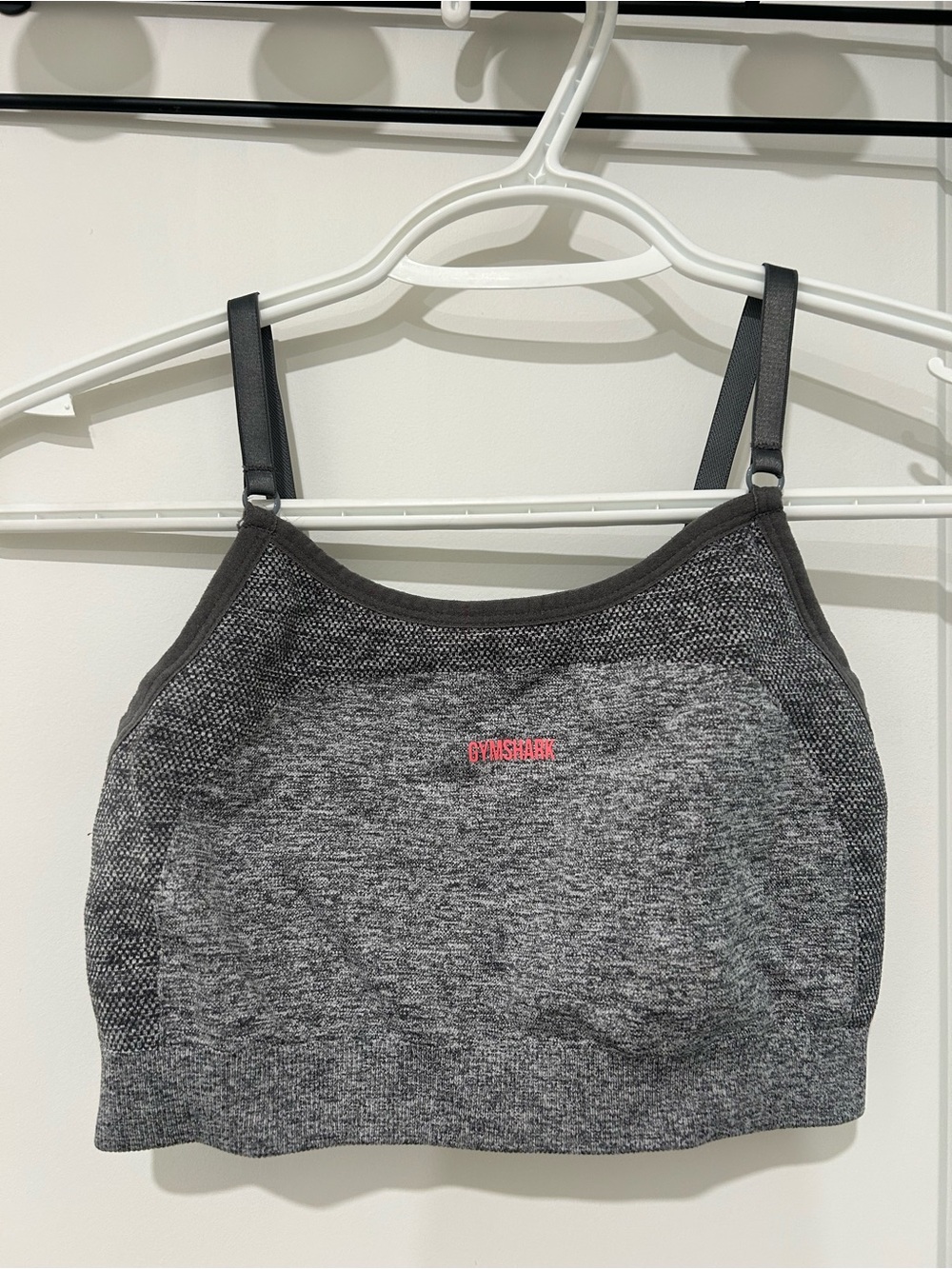 Gymshark Gray Seamless Sports Bralette with Pink Logo